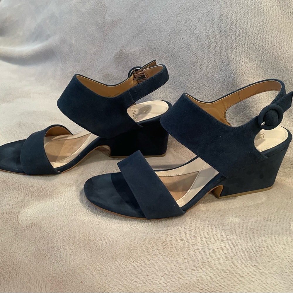 Isola Navy Heeled Sandals - Picture 10 of 10